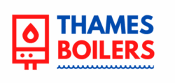 Logo with a red boiler icon and the text "Thames Boilers" in blue and red.